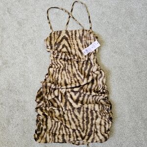 NWT Wild Fable Women's Tie Back Cognac Animal Dress Size XS
